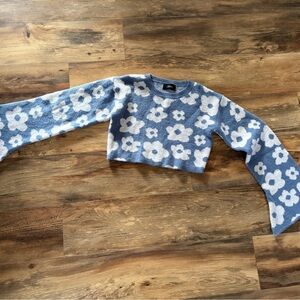 Cider Blue and White Floral Sweater